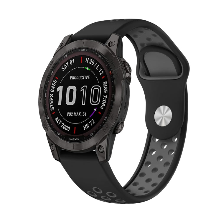Watch Band – Silicone (22mm) #17 For Garmin Fenix 7 Black+Grey