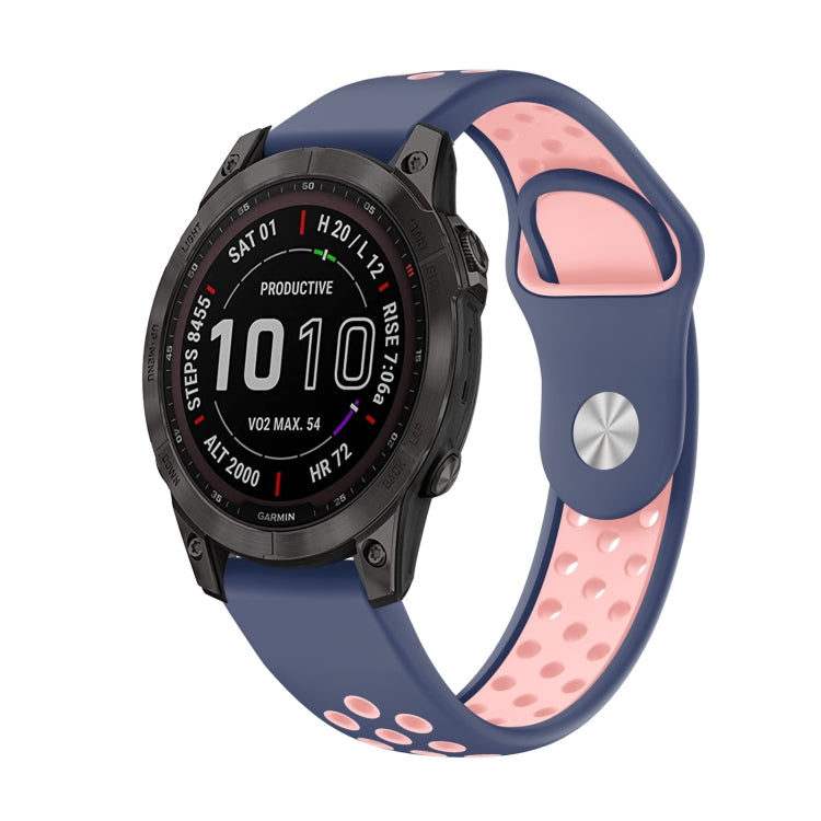 Watch Band – Silicone (22mm) #17 For Garmin Fenix 7 Midnight Blue+Pink