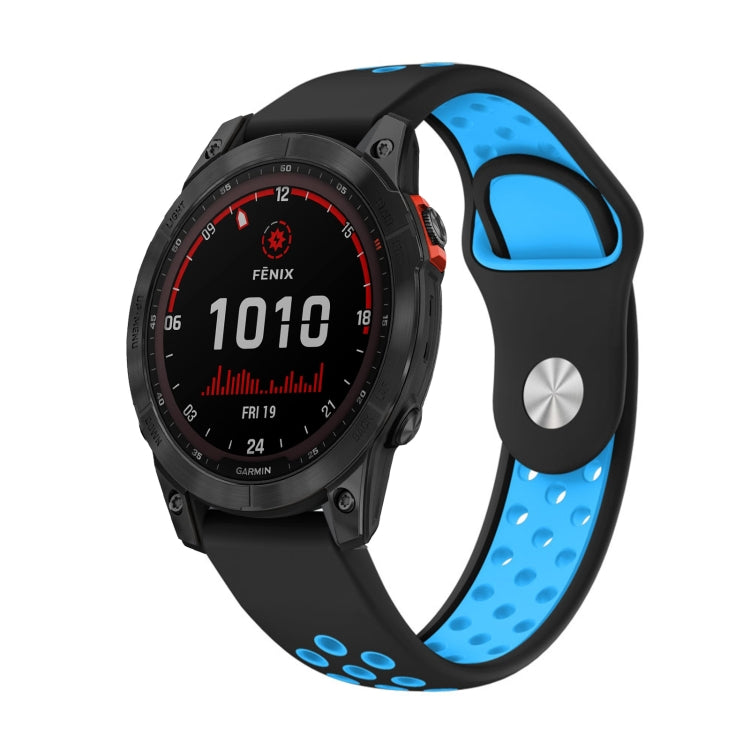 Watch Band – Silicone (22mm) #11 For Garmin Fenix 7 Solar Black+Blue