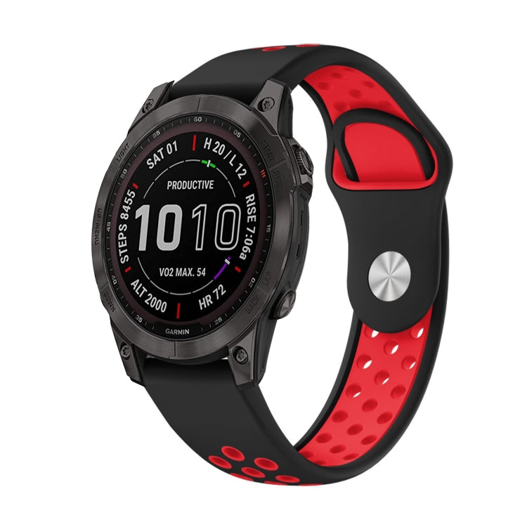 Watch Band – Silicone (22mm) #11 For Garmin Fenix 7 Sapphire Solar Black+Red