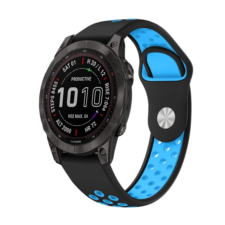Watch Band – Silicone (22mm) #11 For Garmin Fenix 7 Sapphire Solar Black+Blue