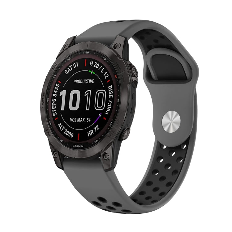 Watch Band – Silicone (22mm) #11 For Garmin Fenix 7 Sapphire Solar Grey+Black
