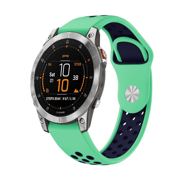 Watch Band – Silicone (22mm) #13 For Garmin EPIX Gen 2 Mint Green+Midnight Blue