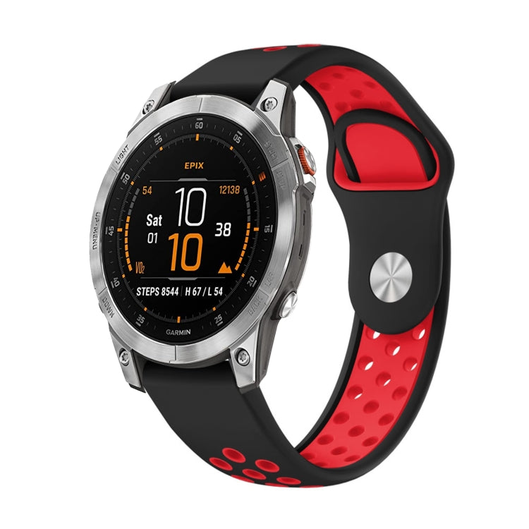 Watch Band – Silicone (22mm) #13 For Garmin EPIX Gen 2 Black+Red