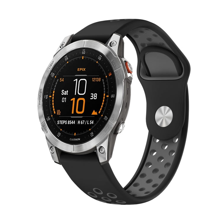 Watch Band – Silicone (22mm) #13 For Garmin EPIX Gen 2 Black+Grey