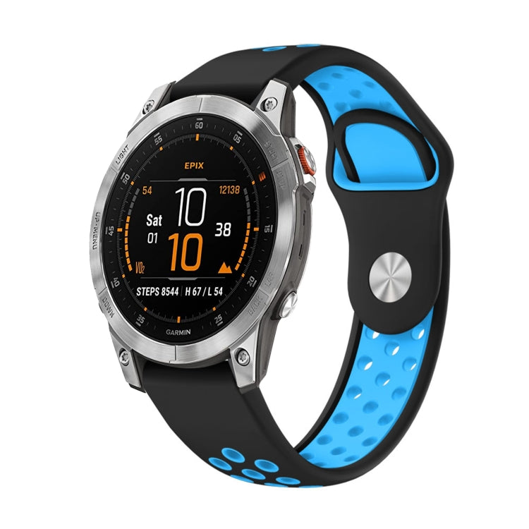 Watch Band – Silicone (22mm) #13 For Garmin EPIX Gen 2 Black+Blue