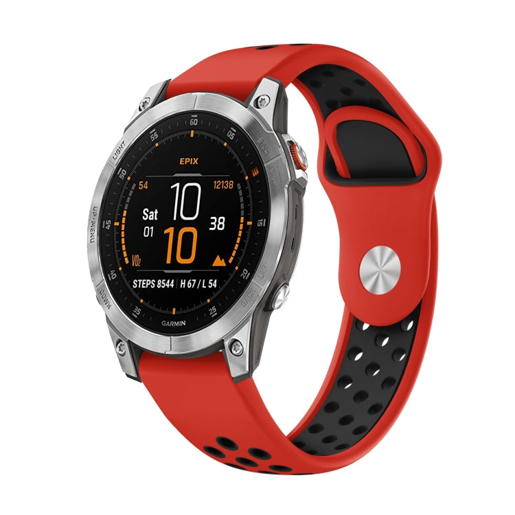 Watch Band – Silicone (22mm) #13 For Garmin EPIX Gen 2 Red+Black