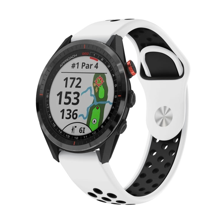 Watch Band – Silicone (22mm) #13 For Garmin Approach S62 White+Black