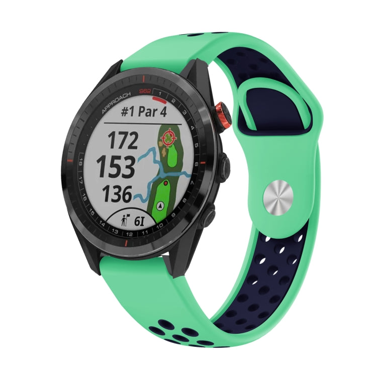 Watch Band – Silicone (22mm) #13 For Garmin Approach S62 Mint Green+Midnight Blue