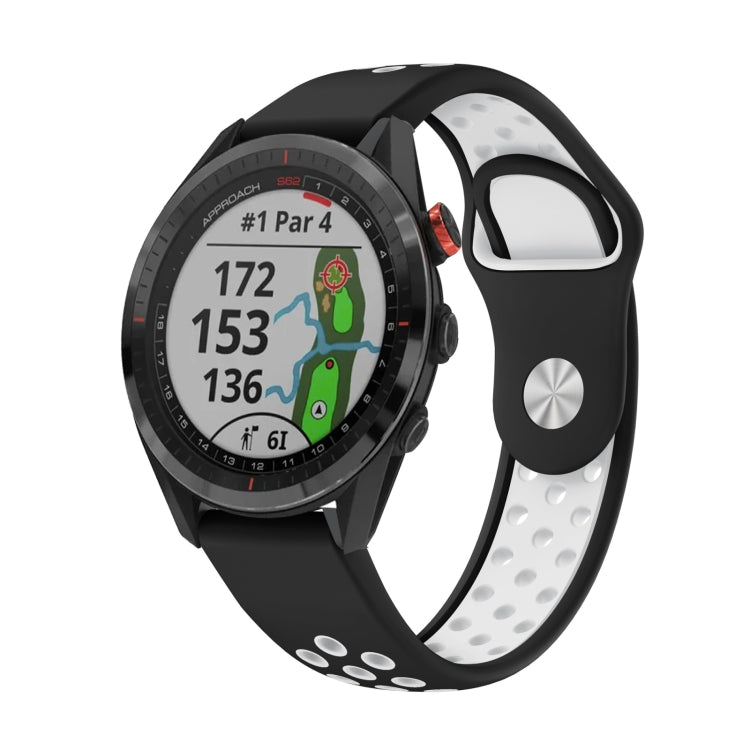 Watch Band – Silicone (22mm) #13 For Garmin Approach S62 Black+White