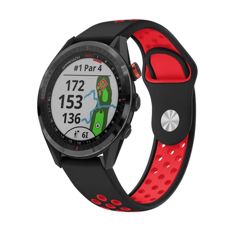 Watch Band – Silicone (22mm) #13 For Garmin Approach S62 Black+Red