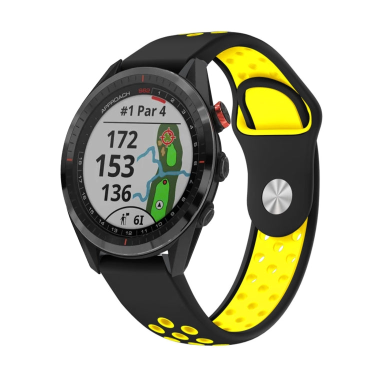 Watch Band – Silicone (22mm) #13 For Garmin Approach S62 Black+Yellow