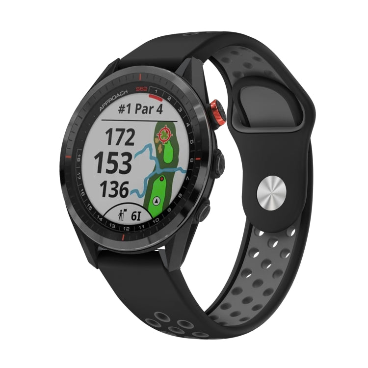 Watch Band – Silicone (22mm) #13 For Garmin Approach S62 Black+Grey