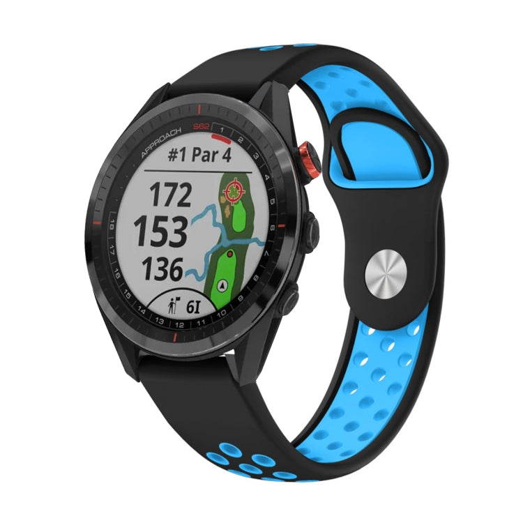 Watch Band – Silicone (22mm) #13 For Garmin Approach S62 Black+Blue
