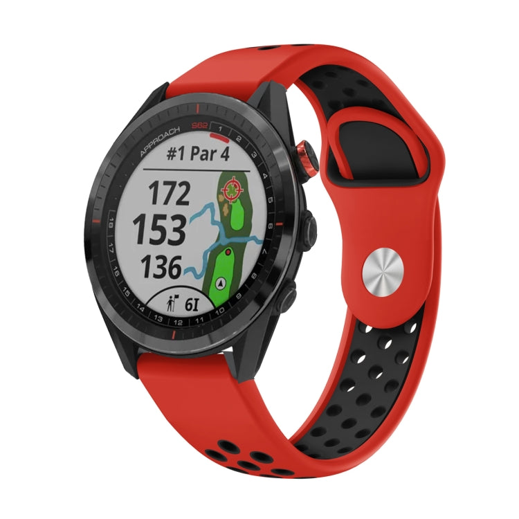 Watch Band – Silicone (22mm) #13 For Garmin Approach S62 Red+Black