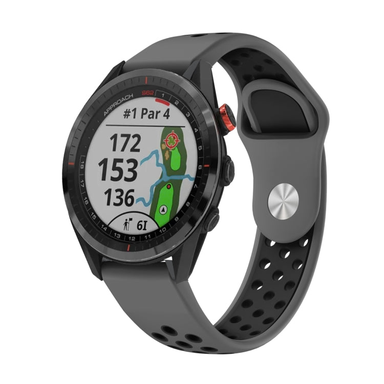 Watch Band – Silicone (22mm) #13 For Garmin Approach S62 Grey+Black