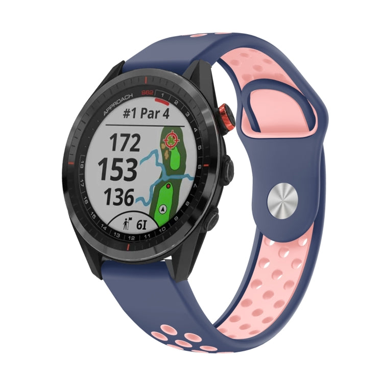 Watch Band – Silicone (22mm) #13 For Garmin Approach S62 Midnight Blue+Pink
