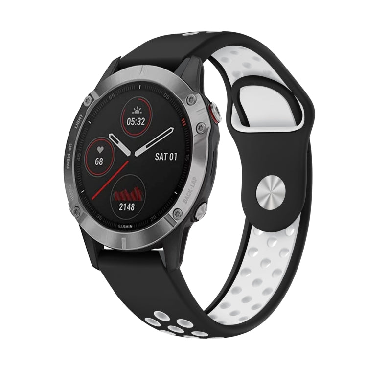 Watch Band – GPS, Silicone (22mm) #3 For Garmin Fenix 6 GPS Black+White