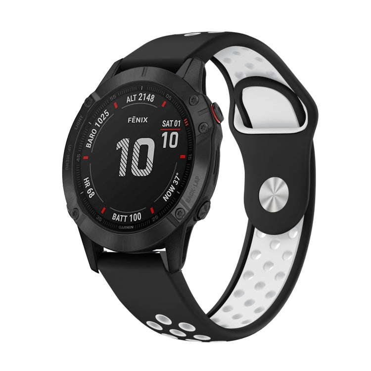 Watch Band – GPS, Silicone (22mm) #3 For Garmin Fenix 6 Pro GPS Black+White