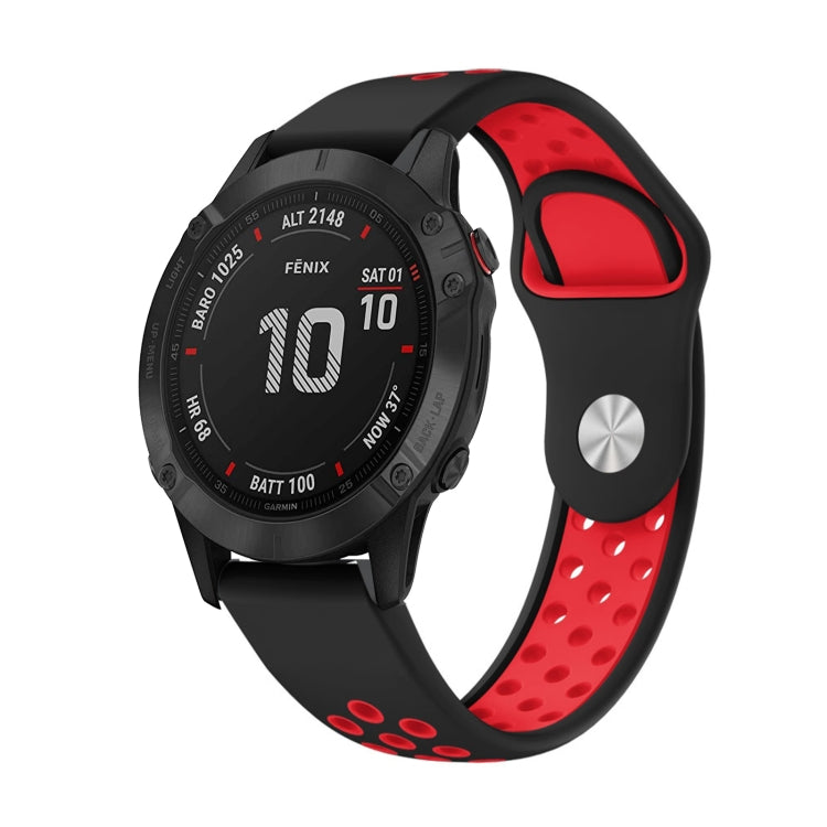 Watch Band – GPS, Silicone (22mm) #3 For Garmin Fenix 6 Pro GPS Black+Red