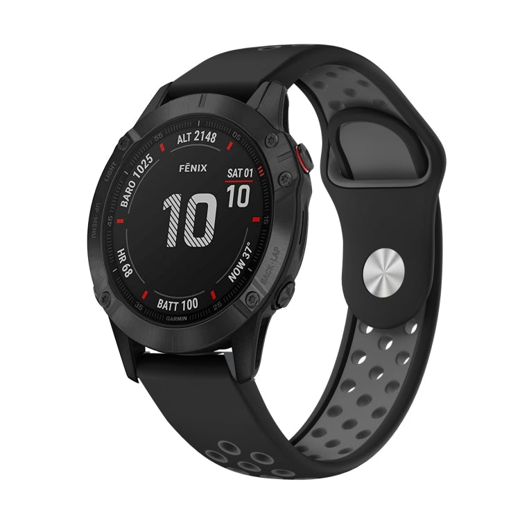Watch Band – GPS, Silicone (22mm) #3 For Garmin Fenix 6 Pro GPS Black+Grey