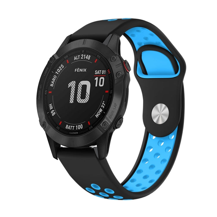 Watch Band – GPS, Silicone (22mm) #3 For Garmin Fenix 6 Pro GPS Black+Blue