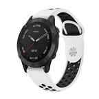 Watch Band – GPS, Silicone (22mm) #4 For Garmin Fenix 6 Sapphire GPS White+Black