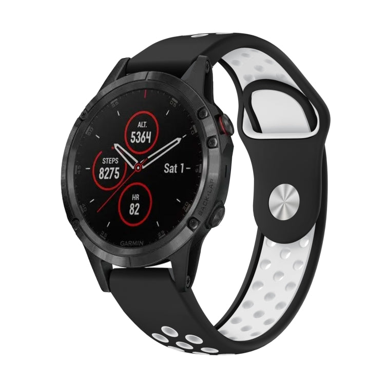 Watch Band – Silicone (22mm) #16 For Garmin Fenix 5 Plus Black+White