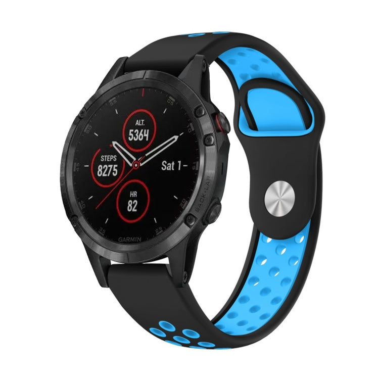Watch Band – Silicone (22mm) #16 For Garmin Fenix 5 Plus Black+Blue
