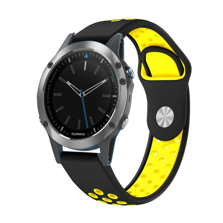 Watch Band – Silicone (22mm) #16 For Garmin Quatix 5 Black+Yellow