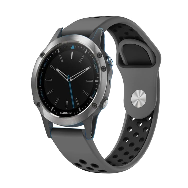 Watch Band – Silicone (22mm) #16 For Garmin Quatix 5 Grey+Black