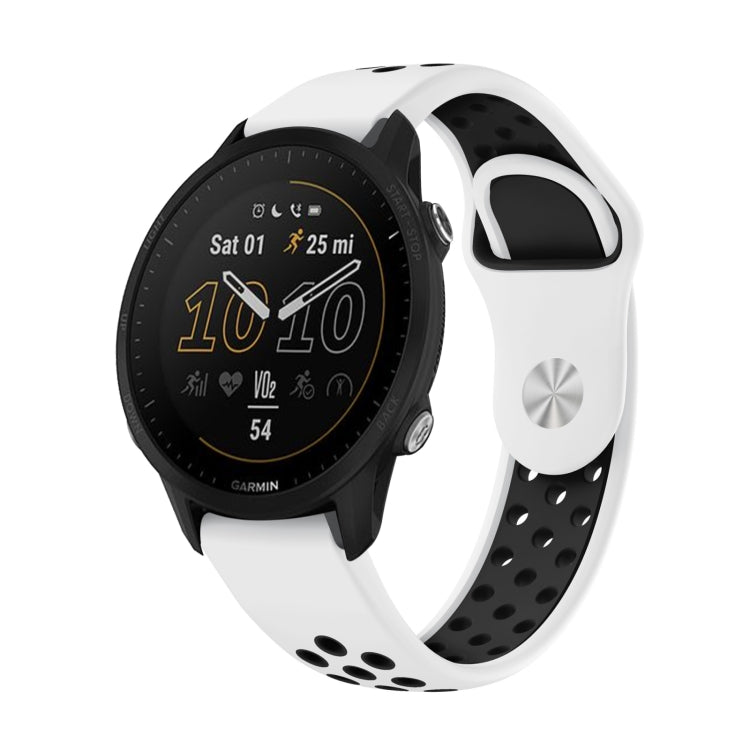 Watch Band – Silicone (22mm) #12 For Garmin Forerunner 955 White+Black