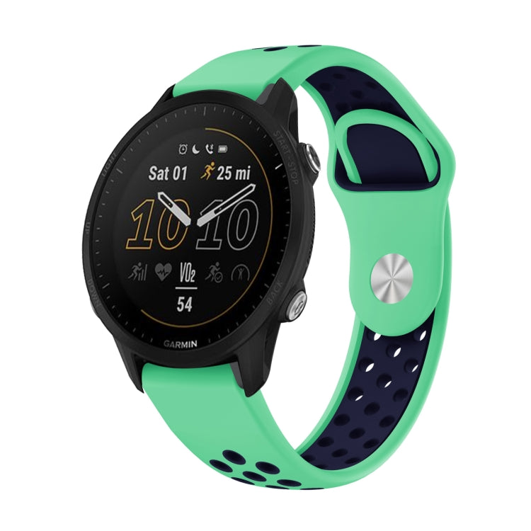 Watch Band – Silicone (22mm) #12 For Garmin Forerunner 955 Mint Green+Midnight Blue