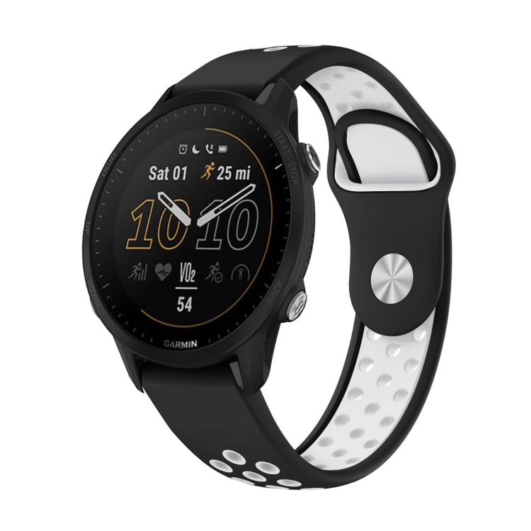 Watch Band – Silicone (22mm) #12 For Garmin Forerunner 955 Black+White