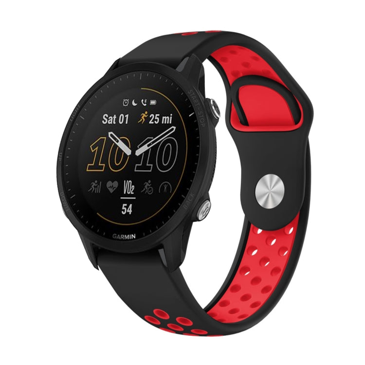 Watch Band – Silicone (22mm) #12 For Garmin Forerunner 955 Black+Red