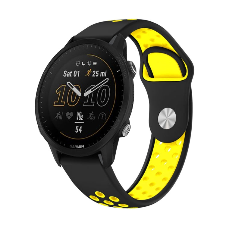 Watch Band – Silicone (22mm) #12 For Garmin Forerunner 955 Black+Yellow