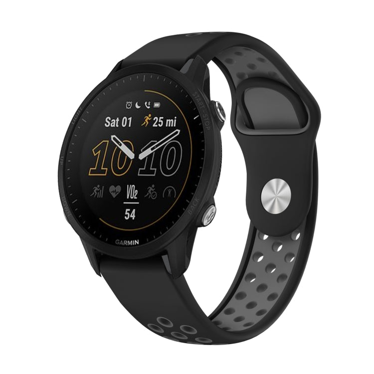 Watch Band – Silicone (22mm) #12 For Garmin Forerunner 955 Black+Grey
