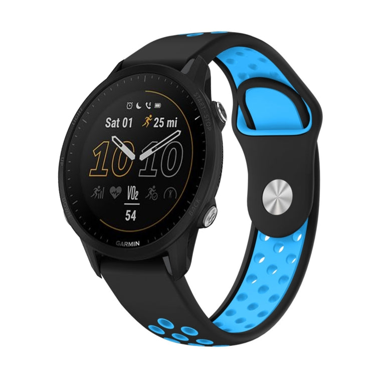 Watch Band – Silicone (22mm) #12 For Garmin Forerunner 955 Black+Blue