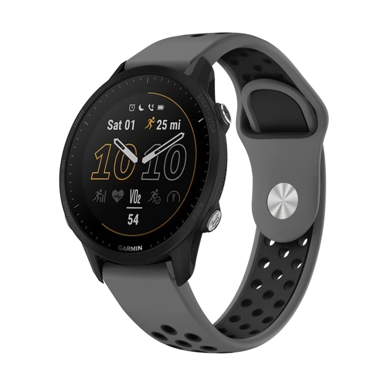 Watch Band – Silicone (22mm) #12 For Garmin Forerunner 955 Grey+Black