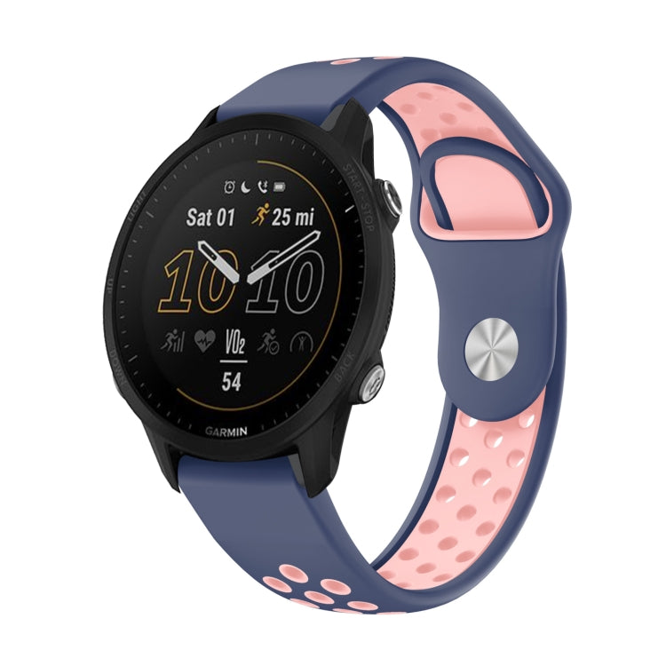 Watch Band – Silicone (22mm) #12 For Garmin Forerunner 955 Midnight Blue+Pink