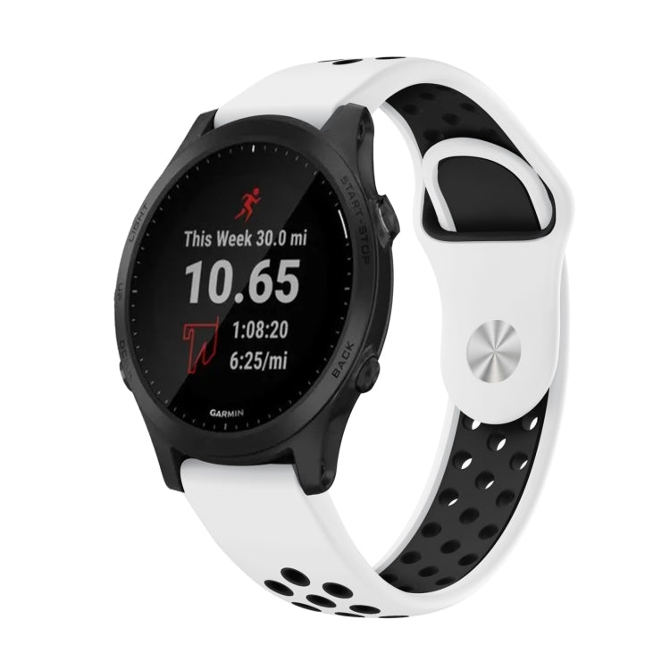 Watch Band – Silicone (22mm) #18 For Garmin Forerunner 945 White+Black