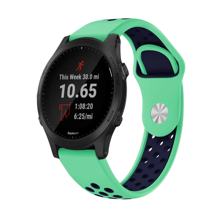 Watch Band – Silicone (22mm) #18 For Garmin Forerunner 945 Mint Green+Midnight Blue