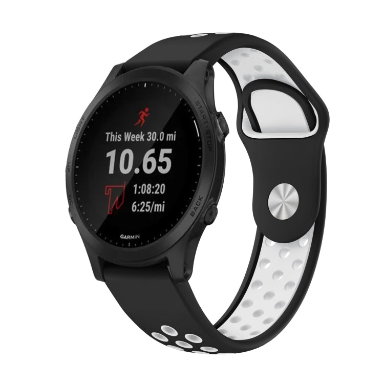 Watch Band – Silicone (22mm) #18 For Garmin Forerunner 945 Black+White