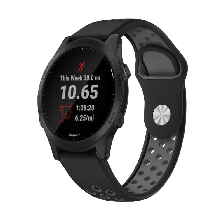 Watch Band – Silicone (22mm) #18 For Garmin Forerunner 945 Black+Grey