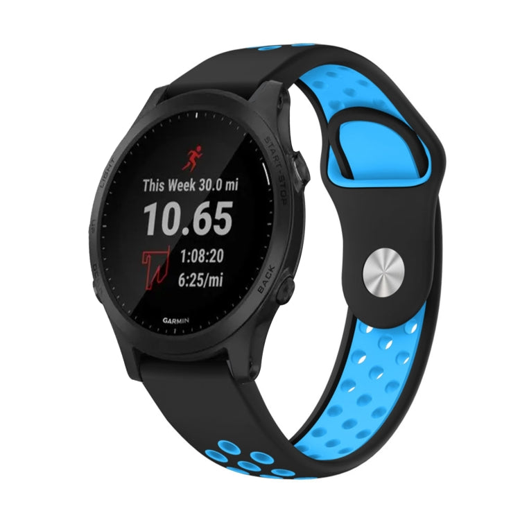 Watch Band – Silicone (22mm) #18 For Garmin Forerunner 945 Black+Blue