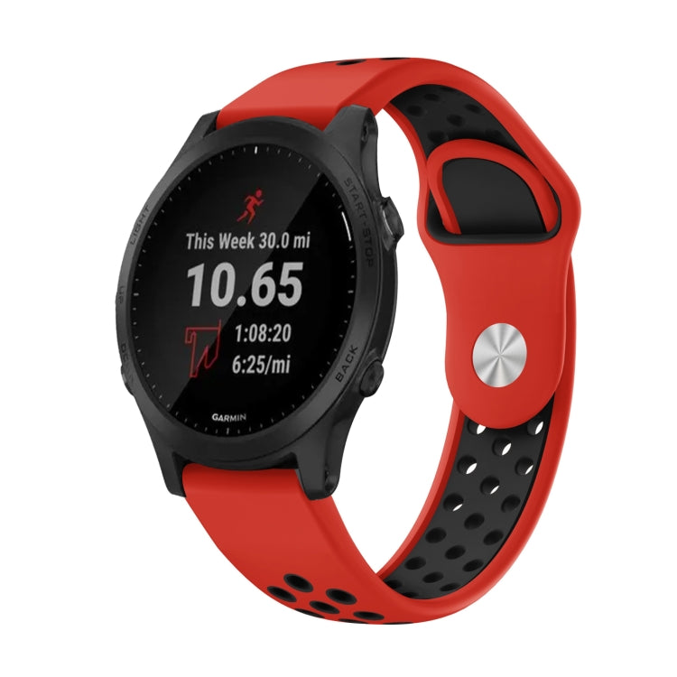 Watch Band – Silicone (22mm) #18 For Garmin Forerunner 945 Red+Black