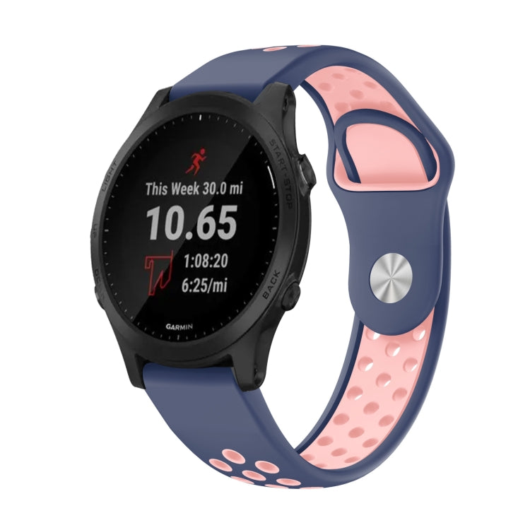 Watch Band – Silicone (22mm) #18 For Garmin Forerunner 945 Midnight Blue+Pink
