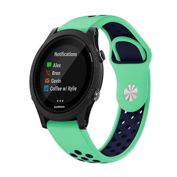 Watch Band – Silicone (22mm) #18 For Garmin Forerunner 935 Mint Green+Midnight Blue