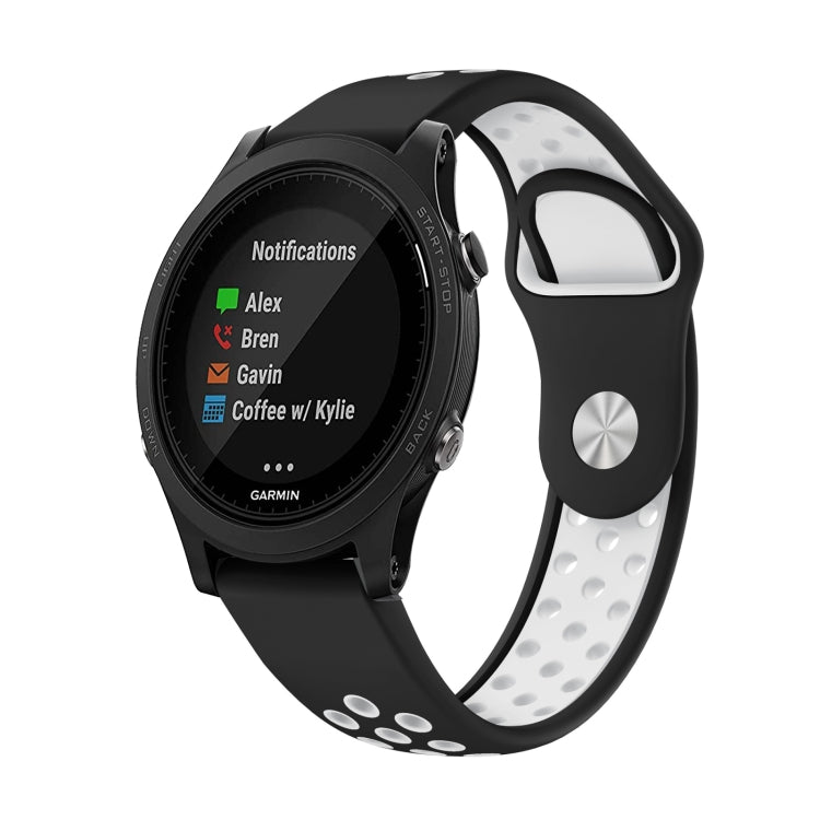 Watch Band – Silicone (22mm) #18 For Garmin Forerunner 935 Black+White