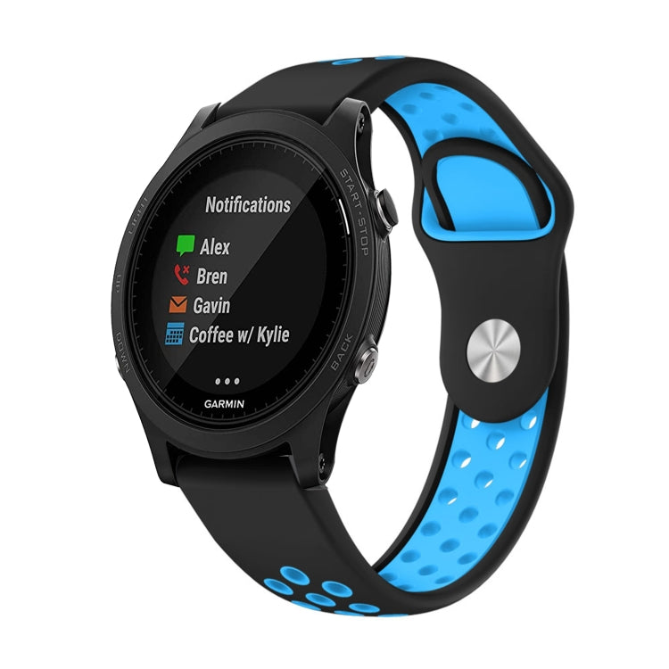 Watch Band – Silicone (22mm) #18 For Garmin Forerunner 935 Black+Blue